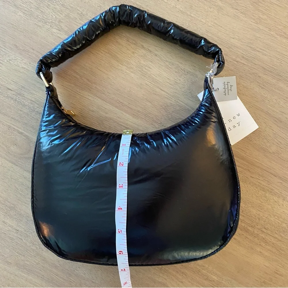 A New Day Black Modern Puffer Hobo Handbag